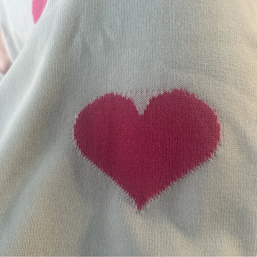 Pink Lily white sweater hearts Valentine’s Day preppy coquette kidcore soft girl - Picture 6 of 6